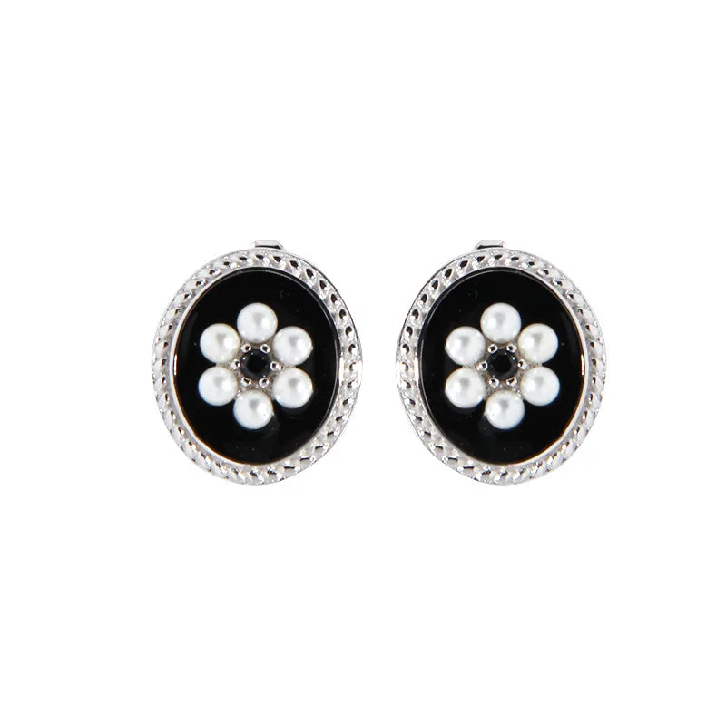 925 Sterling Silver Oval Vintage Drop Glazed Earrings for Women