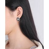 925 Sterling Silver Oval Vintage Drop Glazed Earrings for Women