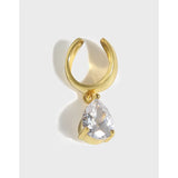 925 Sterling Silver Water Drop Ear Clip Female Earrings