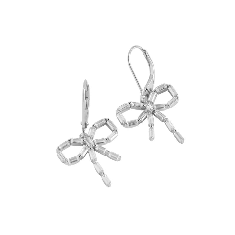 Zircon Bow 925 Sterling Silver Earrings