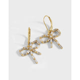 Zircon Bow 925 Sterling Silver Earrings