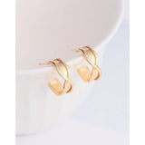 925 Sterling Silver Geometric Interlaced Earrings for Women