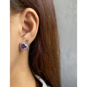 Purple Zirconia Earrings 925 Sterling Silver