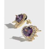 Purple Zirconia Earrings 925 Sterling Silver