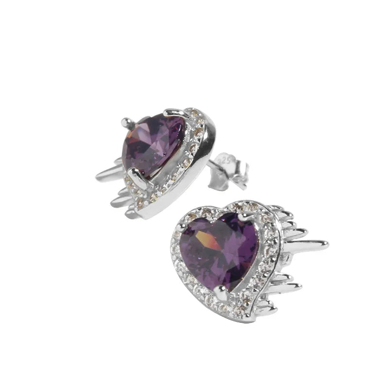 Purple Zirconia Earrings 925 Sterling Silver