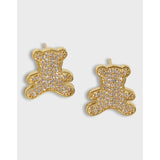 Zirconium Bears Earrings 925 Sterling Silver Female Earrings