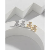 Versatile Sparkling Zirconium Bears Earrings 925 Sterling Silver Female Earrings