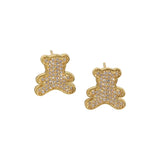 Versatile Sparkling Zirconium Bears Earrings 925 Sterling Silver Female Earrings