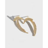 Microinlaid Zircon 925 Silver Feather Earrings