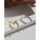 Microinlaid Zircon 925 Silver Feather Earrings