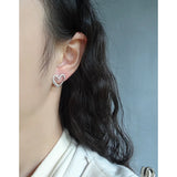 925 Silver Double Heart Zirconium Earrings