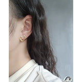 925 Silver Double Heart Zirconium Earrings