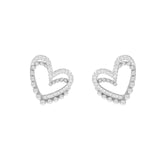 925 Silver Double Heart Zirconium Earrings