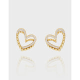 925 Silver Double Heart Zirconium Earrings