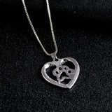 Small Dog Footprint Heart Pendant Necklace Austrian Rhinestone Inlaid