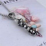 Small Dojre Vajra Stainless Steel Pendant Necklace Hinduism Tibetan Buddhism