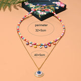 Colorful Evil Eye Beaded Choker Necklace for Women Stainless Steel Chain Pendant
