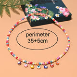 Colorful Evil Eye Beaded Choker Necklace for Women Stainless Steel Chain Pendant