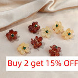 Small Flower Hair Claw Clips Mini Rhinestone Crabs For Hair