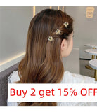 Small Flower Hair Claw Clips Mini Rhinestone Crabs For Hair