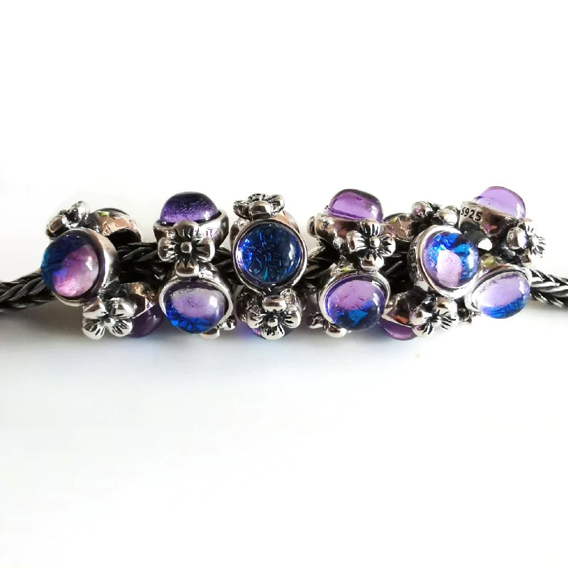 Vintage Flower Charm Silver Bead for Jewelry Making