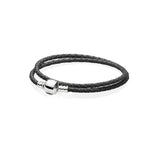 925 Sterling Silver Pink Leather Charm Bracelet for DIY Men Women