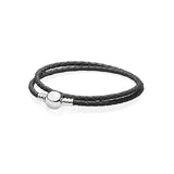 925 Sterling Silver Pink Leather Charm Bracelet for DIY Men Women
