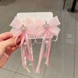 Small Fresh Bow Hairpin Tassel Streamer Hairband for Children's