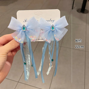 Small Fresh Bow Hairpin Tassel Streamer Hairband for Children's