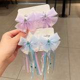 Small Fresh Bow Hairpin Tassel Streamer Hairband for Children's