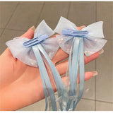 Small Fresh Bow Hairpin Tassel Streamer Hairband for Children's