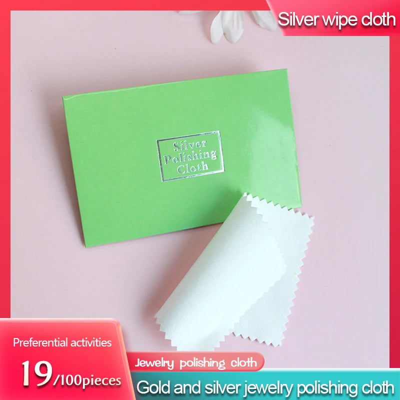 Green Shell & Silver Jewelry Polishing Cloth 100 Sheets