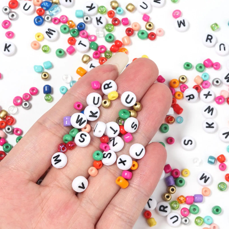 Glass Seed Beads with Letter Beads Kit for Jewelry Making
