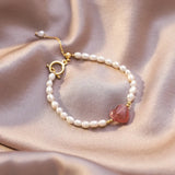 Japanese Freshwater Pearl Crystal Love Bracelet
