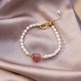 Japanese Freshwater Pearl Crystal Love Bracelet