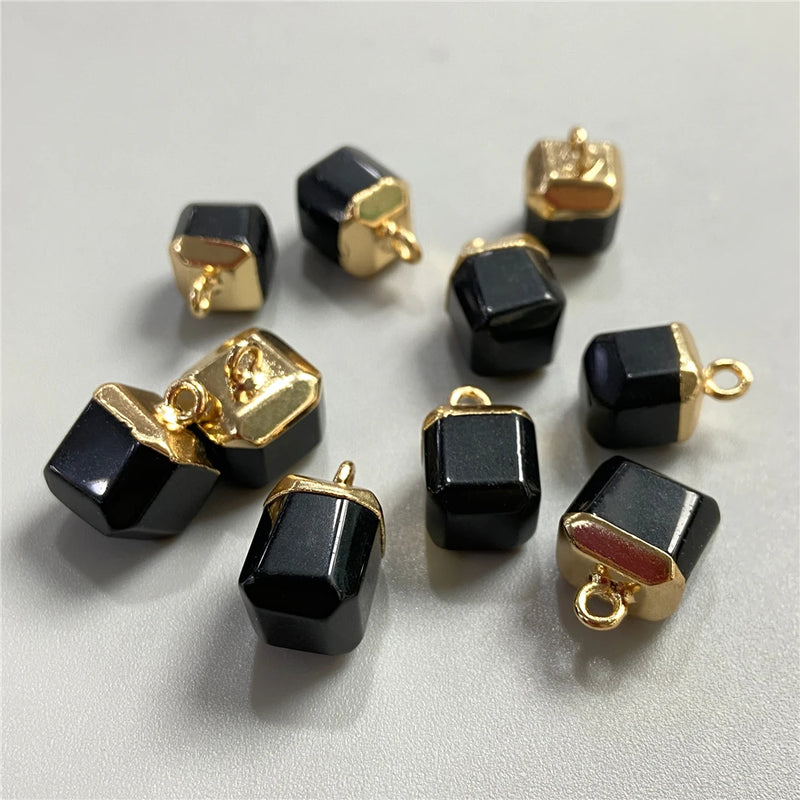 Healing Stone Pendant Multicolor Square Charm Reiki Jewelry