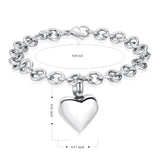 Heart Ash Urn Bangle Stainless Steel Cremation Funeral Bracelet
