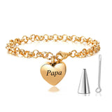 Heart Cremation Jewelry Urn Bracelet Stainless Steel Memorial Ash Bangle