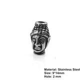 Stainless Steel Buddha Head Beads Charms For Bracelet DIY
