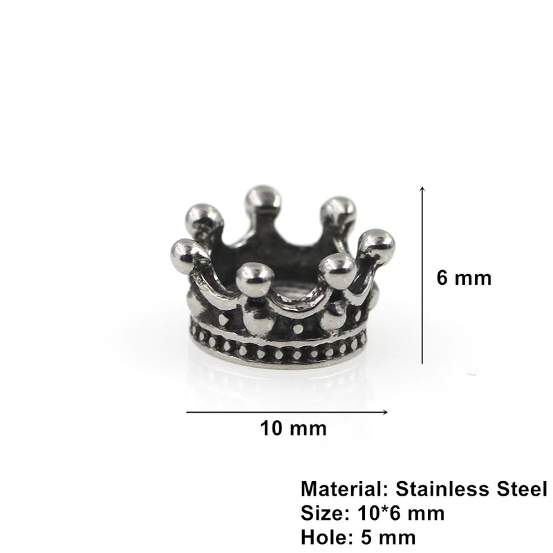 Crown Stainless Steel Beads Charms for DIY Bracelet Jewelry Making