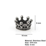 Crown Stainless Steel Beads Charms for DIY Bracelet Jewelry Making
