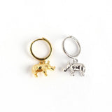 Sterling Silver Rhino Hoop Earrings Animal Jewelry Gift