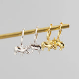 Sterling Silver Rhino Hoop Earrings Animal Jewelry Gift