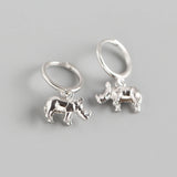 Sterling Silver Rhino Hoop Earrings Animal Jewelry Gift