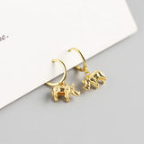 Sterling Silver Rhino Hoop Earrings Animal Jewelry Gift