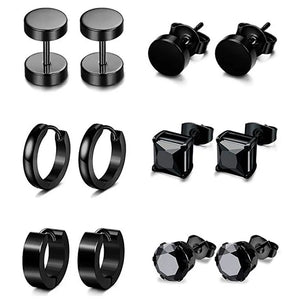 Men's Stainless Steel Hoop Earrings Set Punk Gothic