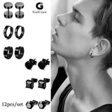 Men's Stainless Steel Hoop Earrings Set Punk Gothic