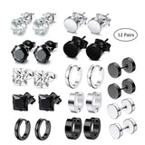 Men's Stainless Steel Hoop Earrings Set Punk Gothic