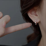 Small Hoop Earrings Hollow Flower Shape Silver Jewelry