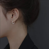 Small Hoop Earrings Hollow Flower Shape Silver Jewelry